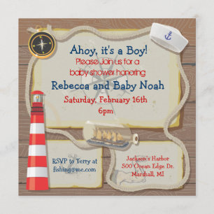 Einladungen für Nautical Sailor Baby Shower
