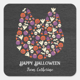 Einladungen für niedliche Hunde aus dunklem Holz m Quadratischer Aufkleber