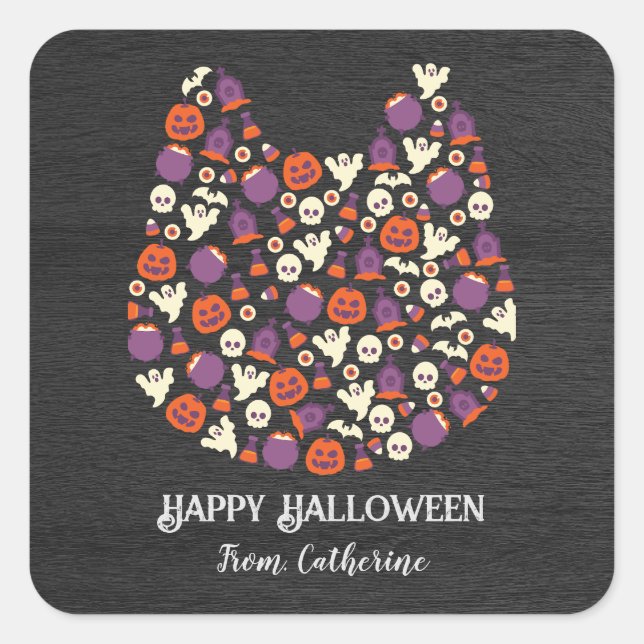 Einladungen für niedliche Hunde aus dunklem Holz m Quadratischer Aufkleber (Vorderseite)