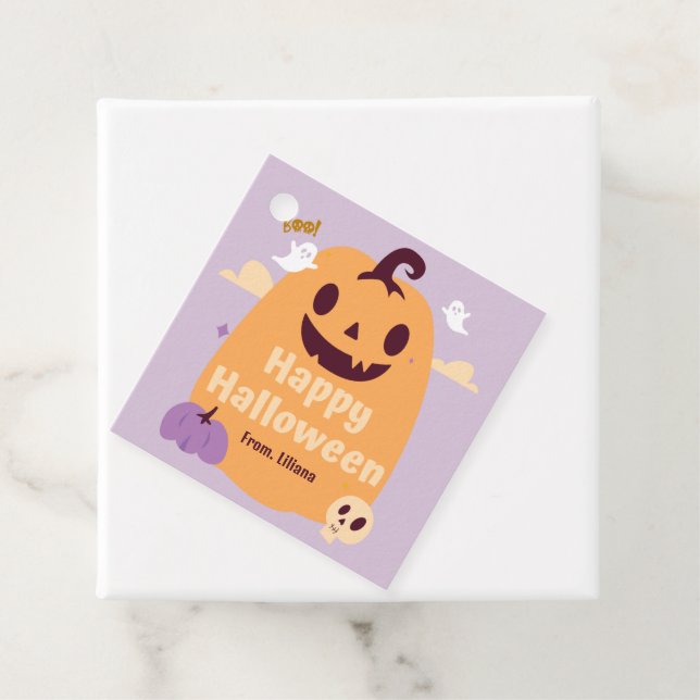 Einladungen für niedliches Halloween-Party testen  Geschenkanhänger (Beispiel)