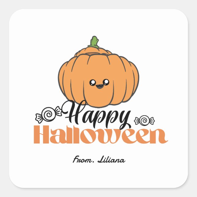 Einladungen für niedliches Halloween-Party testen  Quadratischer Aufkleber (Vorderseite)