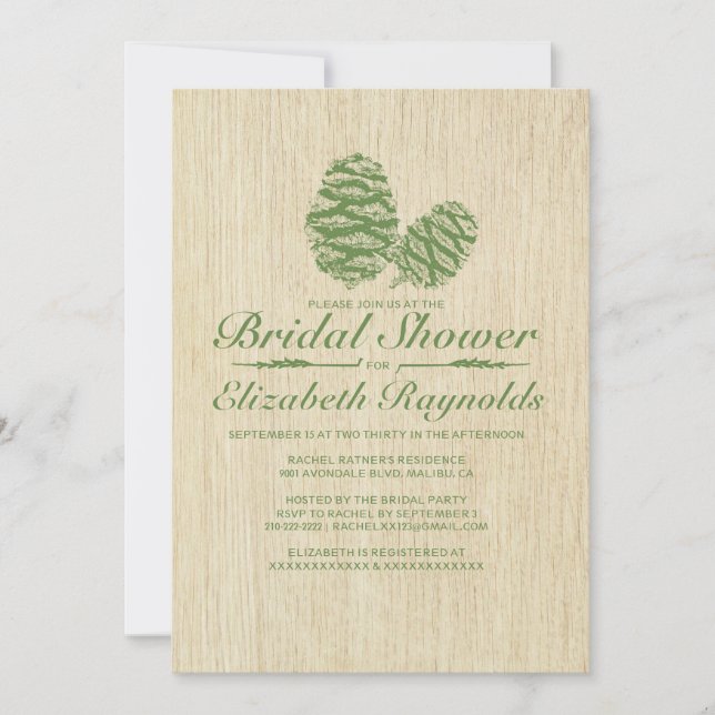 Einladungen für Pine Cone Bridal Dusche (Vorderseite)