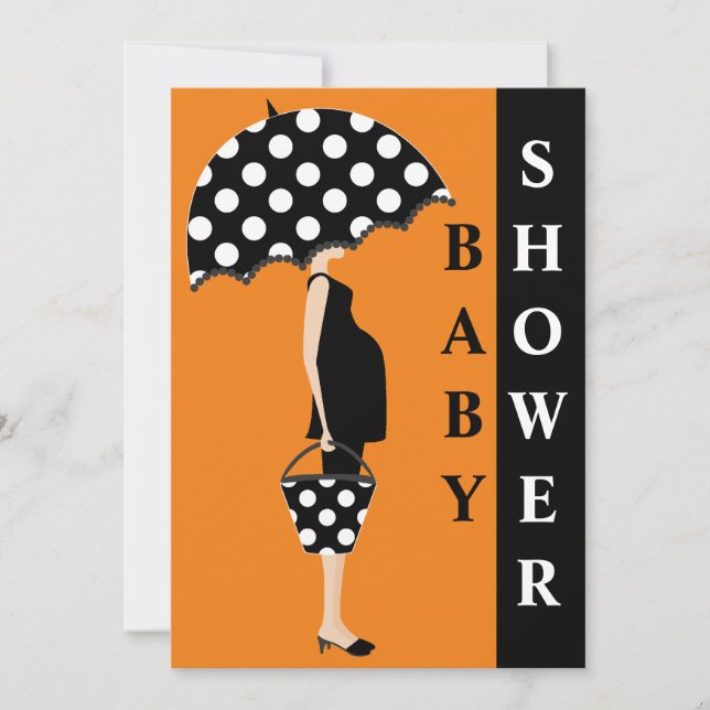 Einladungen für Polka Dot Baby Shower {Orange} (Vorderseite)