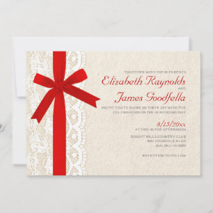 Einladungen für Red Bow & Lace Hochzeiten