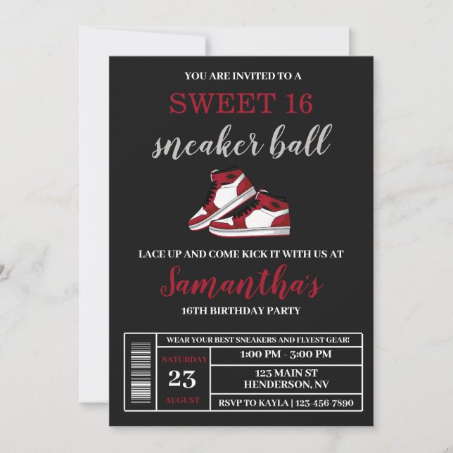 Einladungen für Sneaker, Sneaker Ball, Sweet 16 I (Vorderseite)