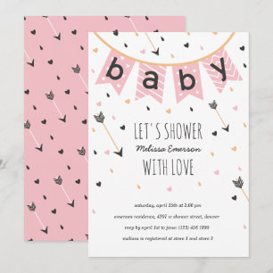 Einladungen für Tribal Baby Shower   Pink Girl
