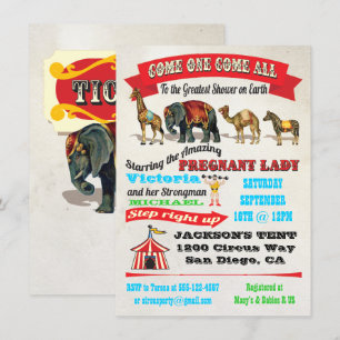 Einladungen für Vintage Zirkustiere Kinderdusche