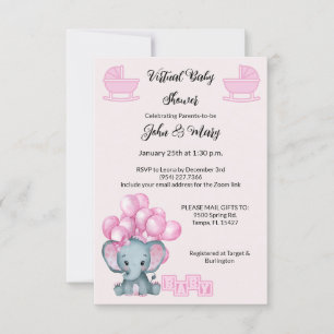 Einladungen für Virtual Baby Shower Girl