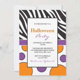 Einladungen für Zebra Dots Halloween-Party