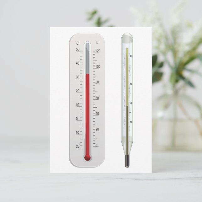 Einladungen für zwei Thermometer (Stehend Vorderseite)