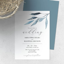 Einladungen Hochzeit Dusty Blue Botanicals