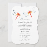 Einladungen Hochzeit Wasserfarbene Rote Libelle