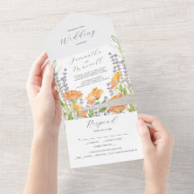 Einladungen Hochzeiten Wasserfarben-Wildblumen