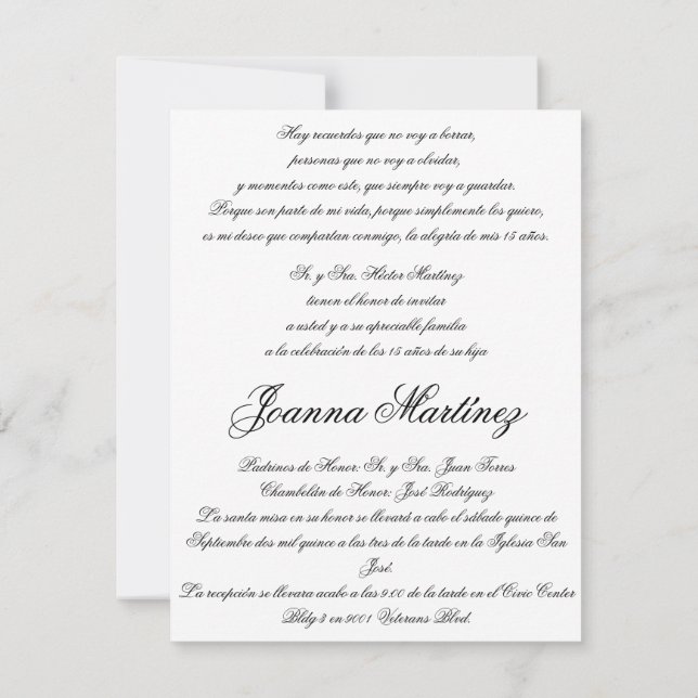 Einladungen in Spanisch 4.25 x 5.5 (Rückseite)