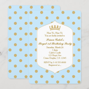 Einladungen mit blauen und goldenen Punkten für de