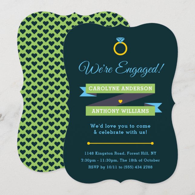 Einladungen moderner Whimsical Engagement Party (Vorne/Hinten)