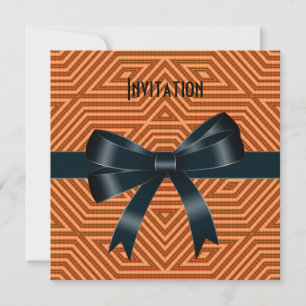 Einladungen Orange Stripe Black Bow