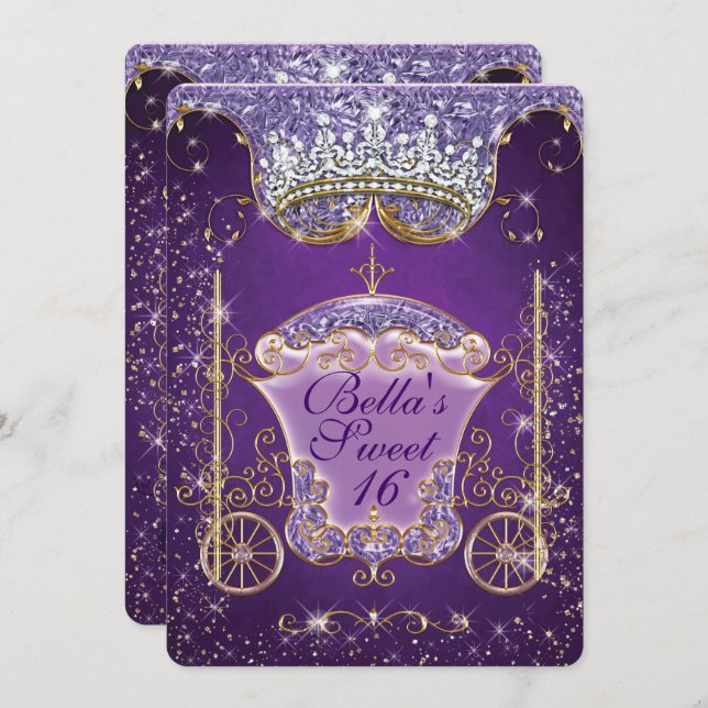 Einladungen Prinzessin-Carriage Jewel Party (Vorne/Hinten)