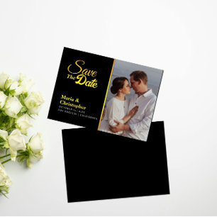 Einladungen Save the Date in Schwarz und Gold