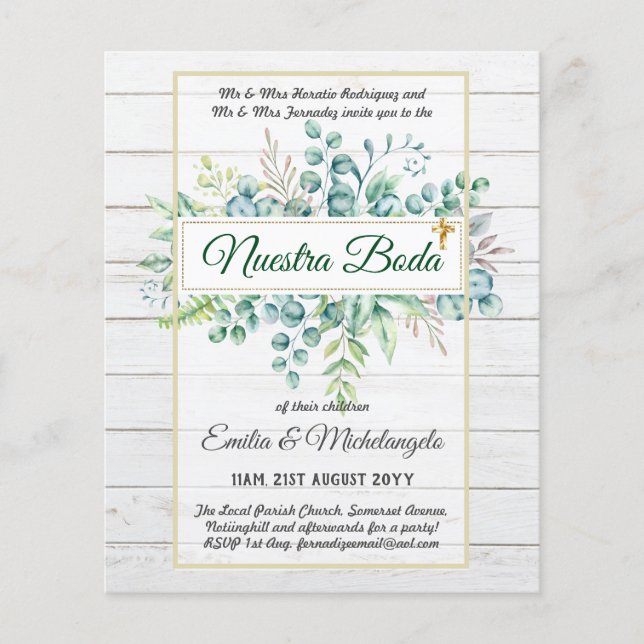 Einladungen von Boda, Spanische Hochzeitgemeinde Flyer (Vorne)