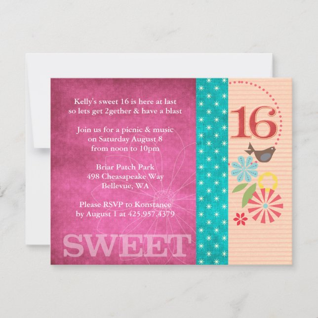 Einladungen von Funky Floral (Vorderseite)