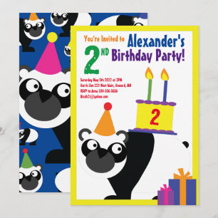 Einladungen von Panda Animal Kid zu Geburtstagspar