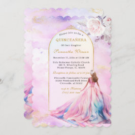 Einladungen von Quinceanera Rosa und Gold