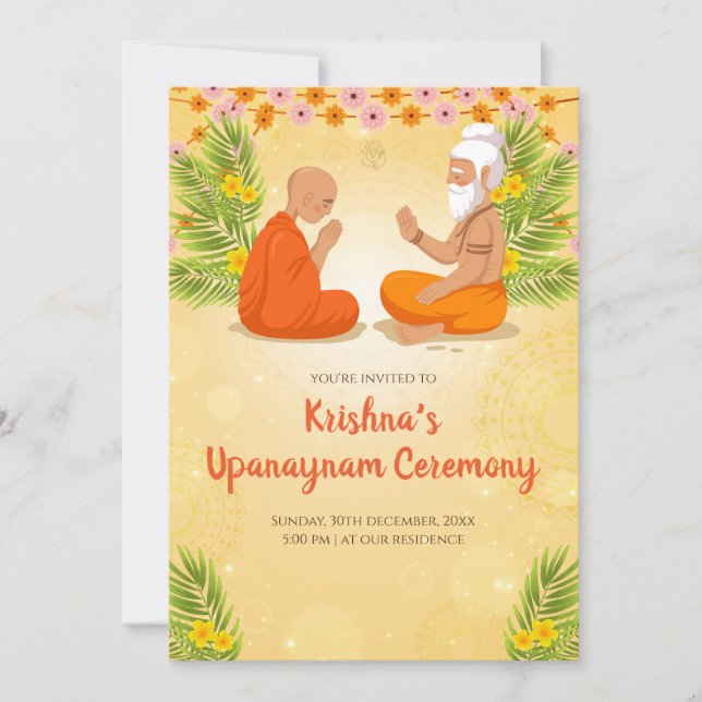 Einladungen von Upanayanam & Thread-Zeremonie (Vorderseite)