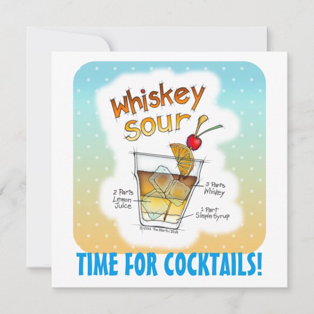 EINLADUNGEN - WHISKEY SOUR RECIPE COCKTAIL ART (Vorderseite)