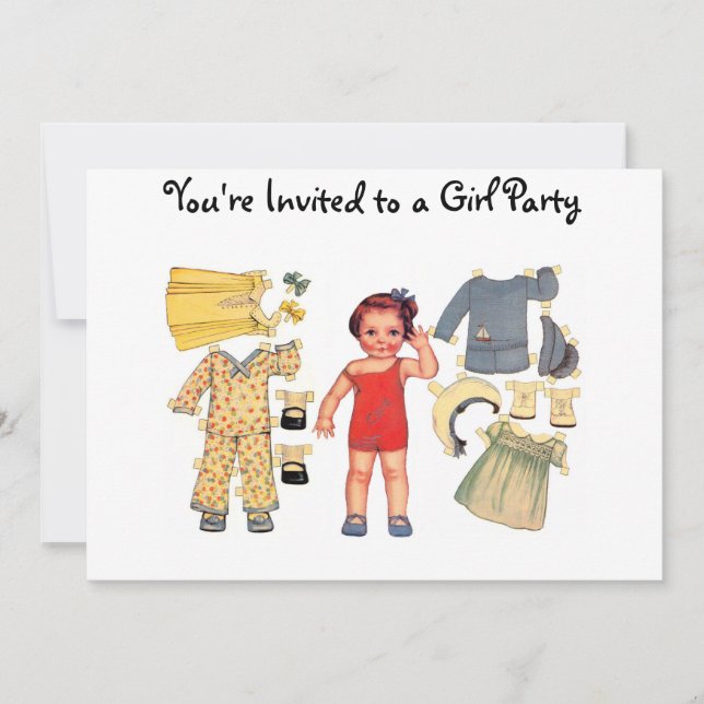 Einladungen zu Baby Doll Paper Doll (Vorderseite)