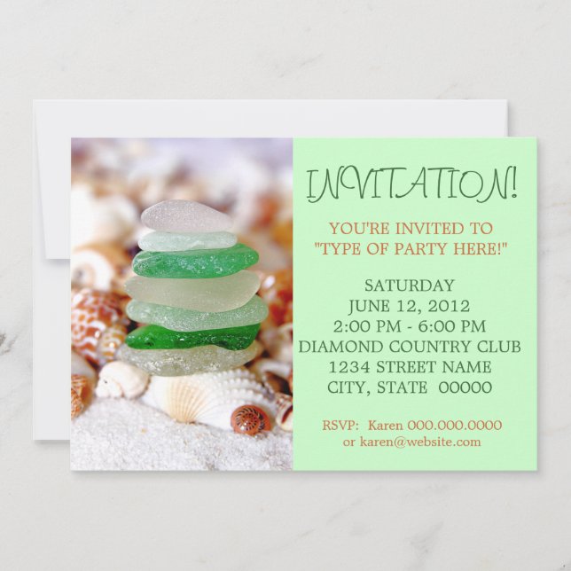 Einladungen zu Beach Glass & Seashells (Vorderseite)