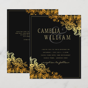 Einladungen zu Black Gold Lace Hochzeiten