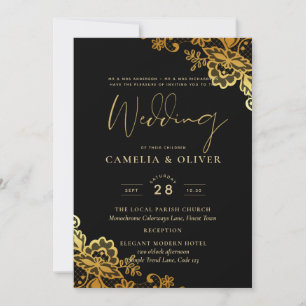 Einladungen zu Black Gold Lace Hochzeiten