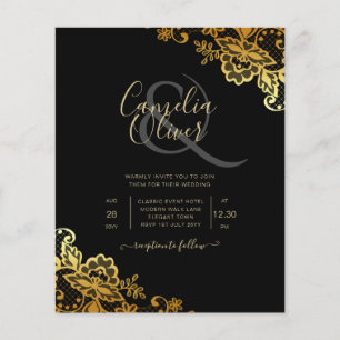 Einladungen zu Black Gold Lace Hochzeiten