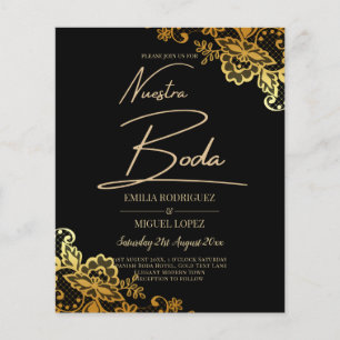 Einladungen zu Black Gold Lace Hochzeiten Flyer