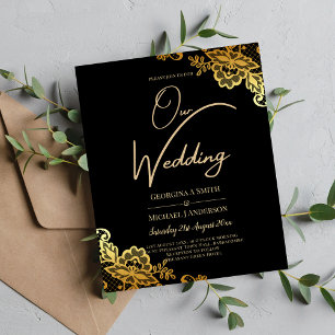 Einladungen zu Black Gold Lace Hochzeiten Flyer