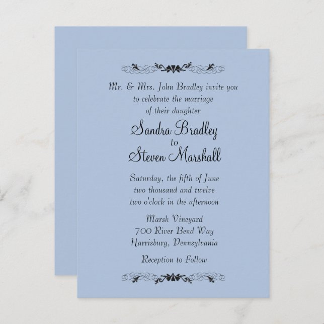 Einladungen zu Blue Wedding (Vorne/Hinten)