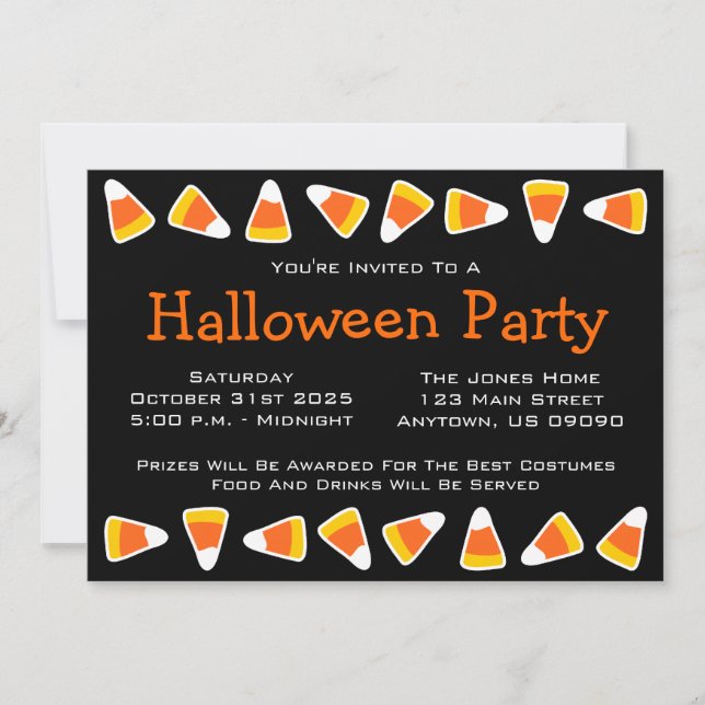 Einladungen zu Candy Corn Halloween-Party (Vorderseite)