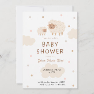 Einladungen zu Creme und Soft Sheep Baby Shower