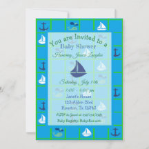 Einladungen zu den Themen Blue und Green Sailboat