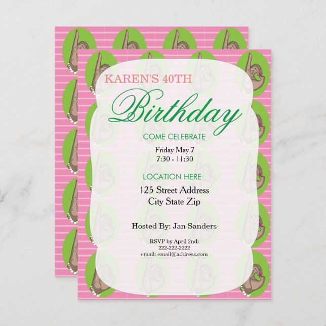 Einladungen zu einer echten hübschen Rosa Geburtst (Vorne/Hinten)