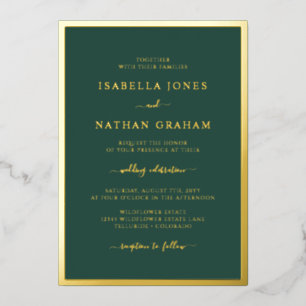 Einladungen zu einer Green Gold Foil Hochzeit