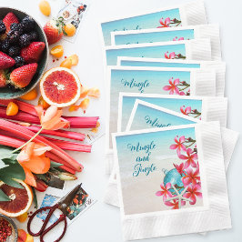 Einladungen zu einer tropischen Playa de Plumeria Serviette