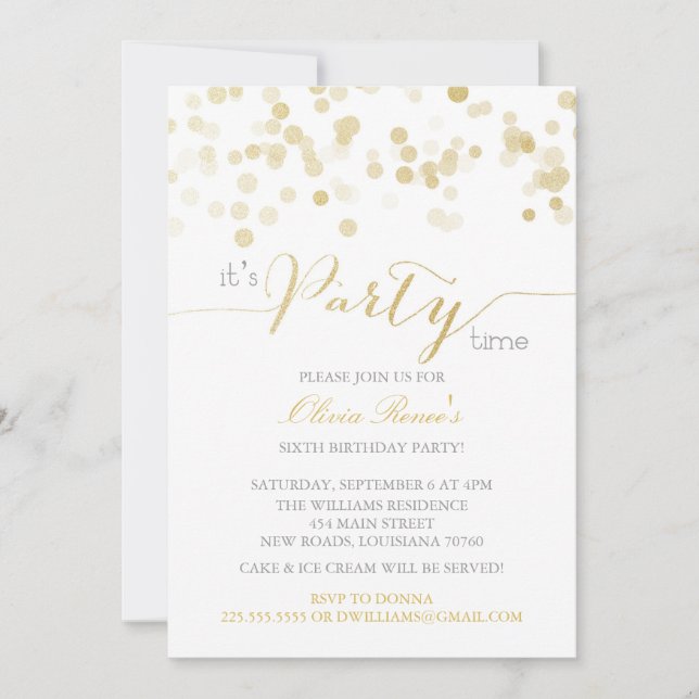 Einladungen zu Gold Glitzer Geburtstagsparty (Vorderseite)