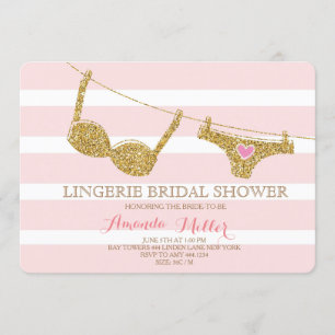 Einladungen zu Gold und Pink Lingerie Bridal Dusch