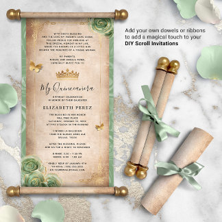 Einladungen zu Gold und Sage Green Quince DIY Scro
