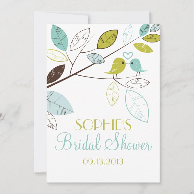 Einladungen zu Green und Blue Lovebirds Bridal Dus (Vorderseite)