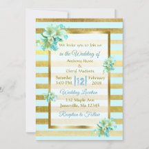 Einladungen zu Hochzeiten in Blau und Gold