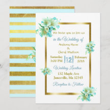 Einladungen zu Hochzeiten in Blau und Gold