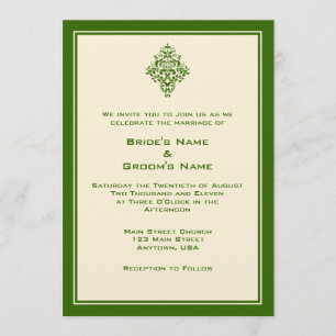 Einladungen zu Hochzeiten in Cream & Forest Green